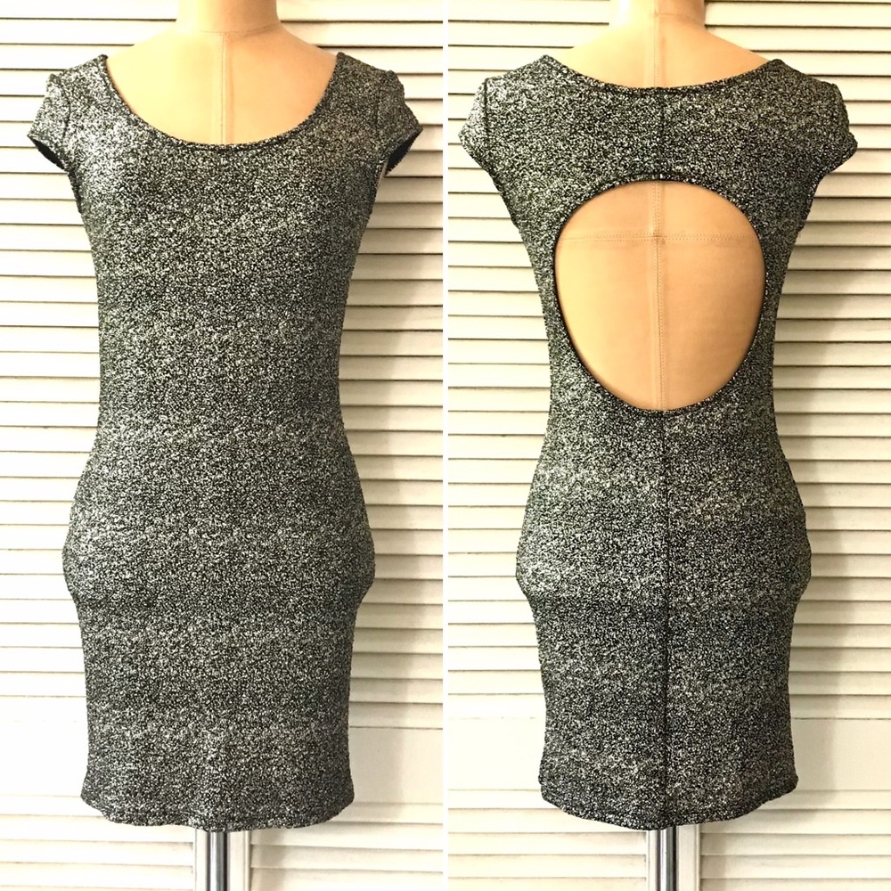 ARP Dress Womens Small Gray Sparkle Cap Sleeve Bodycon Cocktail Holiday Party